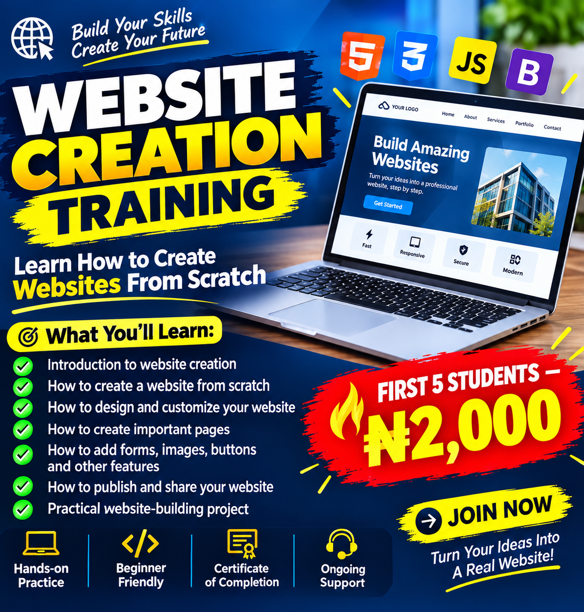 Website creation training course poster